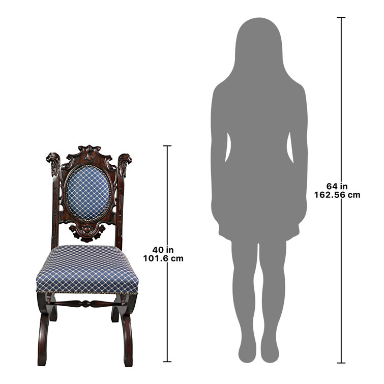 Sir Raleigh Hand-Carved Ivory Leather Side Chair with Walnut Finish