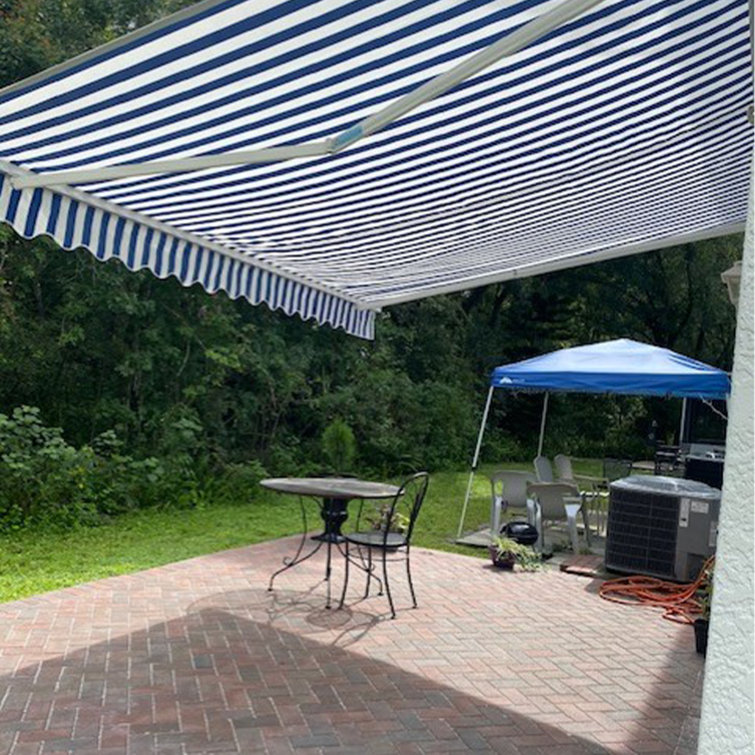 Silver Gray 13 x 10 ft Retractable Patio Awning with White Aluminum Frame