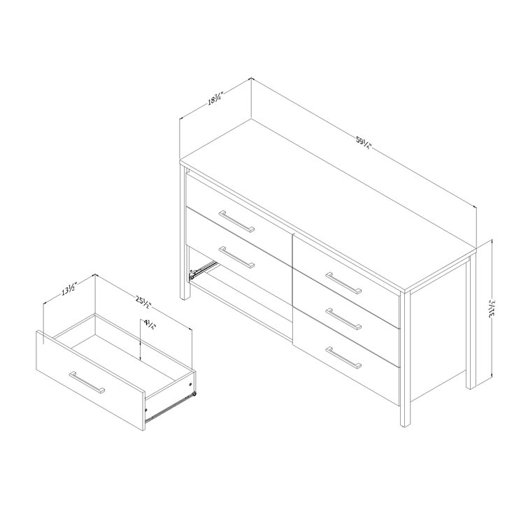 Rubbed Black Double 6-Drawer Dresser