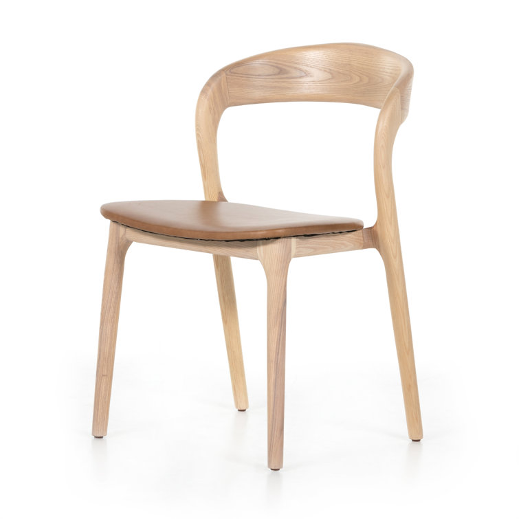 Sonoma Butterscotch Leather Side Chair with Solid Ash Frame