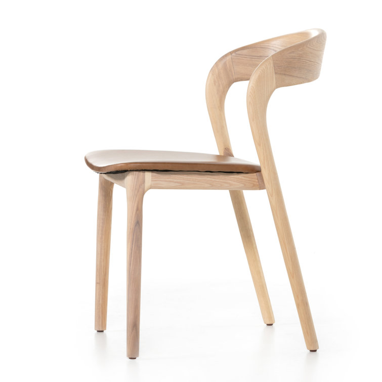 Sonoma Butterscotch Leather Side Chair with Solid Ash Frame