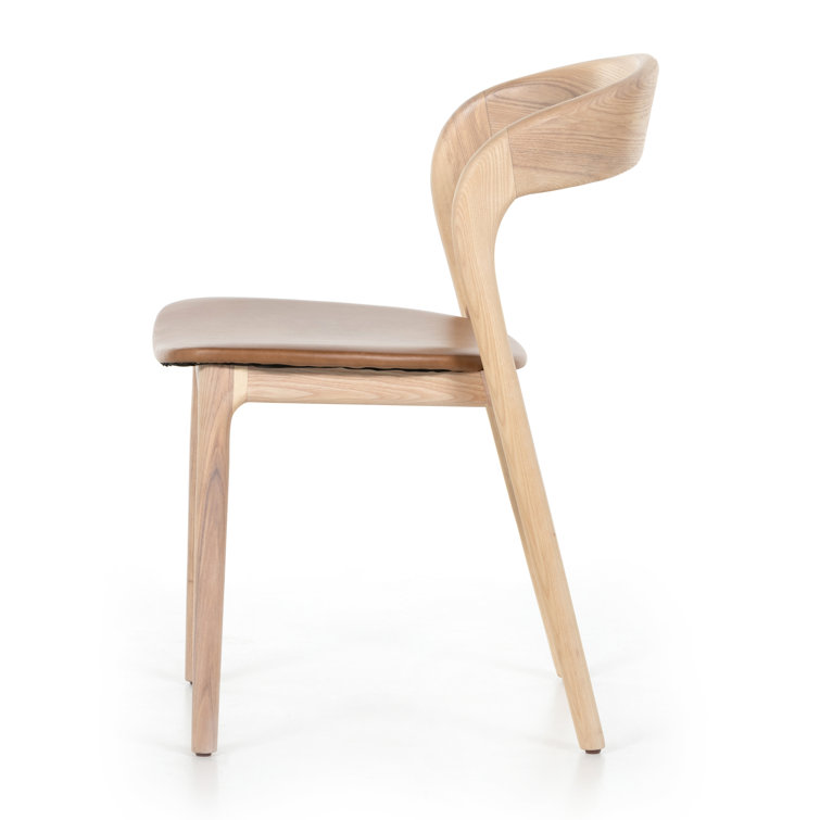 Sonoma Butterscotch Leather Side Chair with Solid Ash Frame