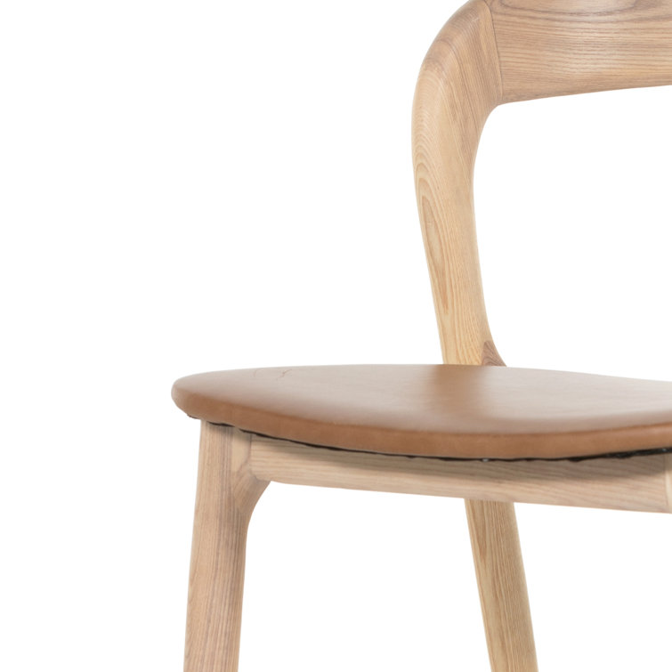 Sonoma Butterscotch Leather Side Chair with Solid Ash Frame