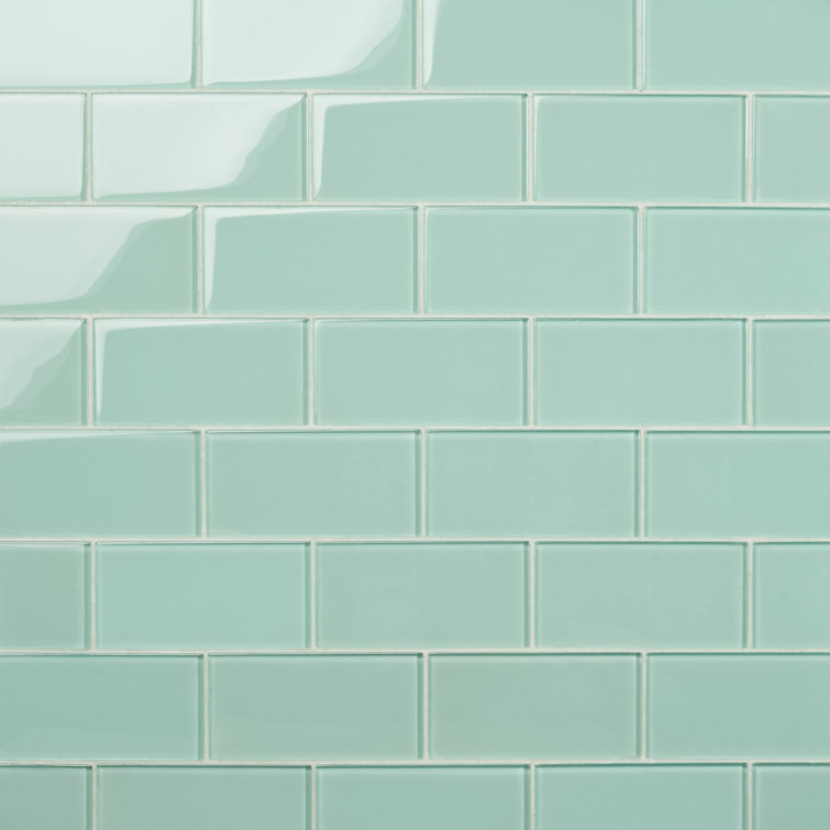 Spa Green 3'' x 6'' Glass Subway Wall Tile