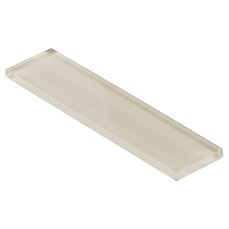 Beige 2" x 8" Polished Glass Subway Wall Tile
