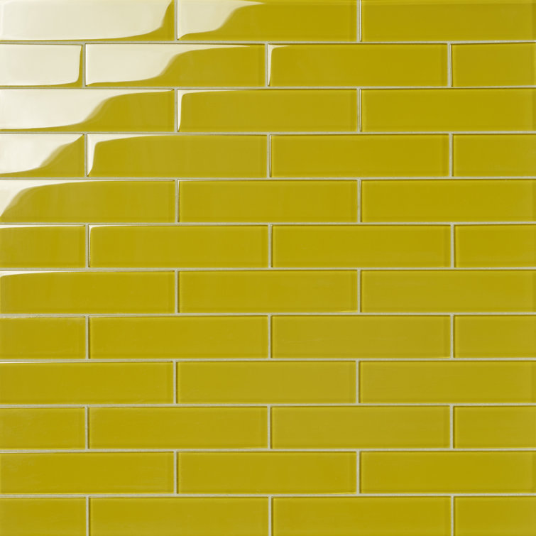 Yellow 2" x 8" Polished Glass Subway Wall Tile