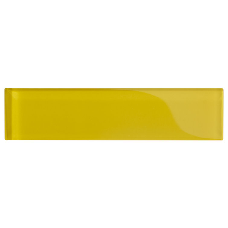 Yellow 2" x 8" Polished Glass Subway Wall Tile