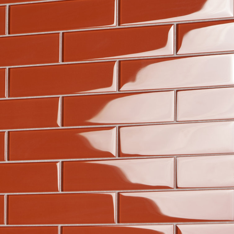 Lucid 2" x 8" Orange Glass Subway Wall Tile