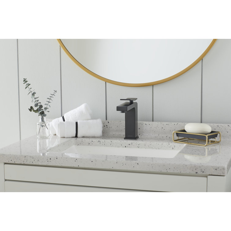 Avian Satin Black Single Handle Bathroom Faucet with Touch Down Drain