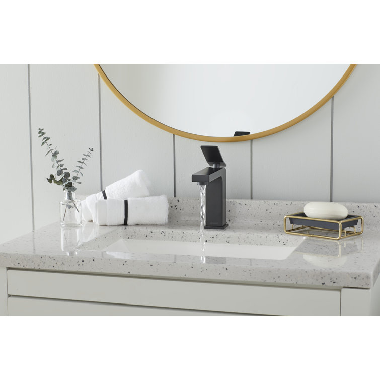 Avian Satin Black Single Handle Bathroom Faucet with Touch Down Drain