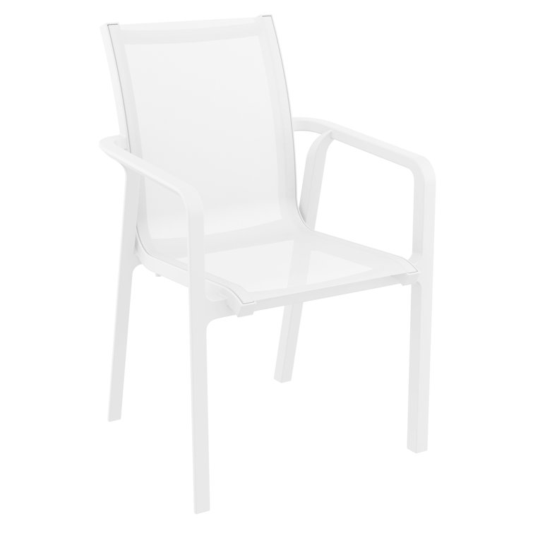 White Square 2-Person Folding Bistro Set with Sling Back Chairs