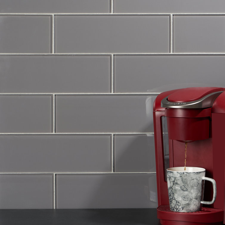 Smoke Gray 4'' x 12'' Glass Subway Tile