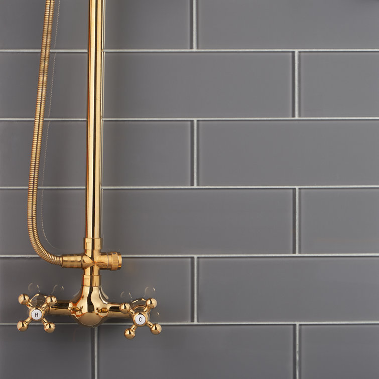 Smoke Gray 4'' x 12'' Glass Subway Tile
