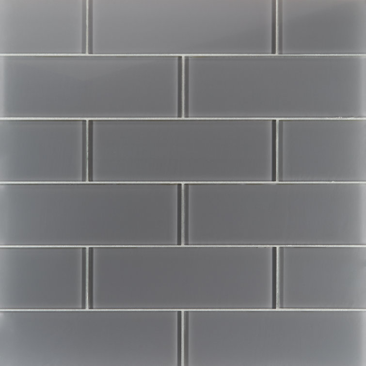 Smoke Gray 4'' x 12'' Glass Subway Tile