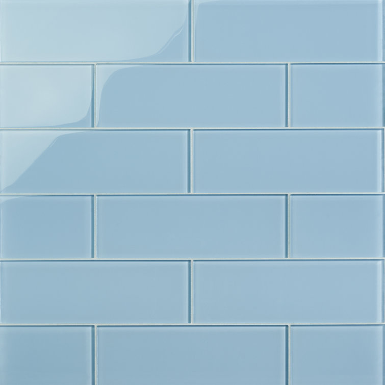 Lucid Blue Glass Subway Wall Tile Set