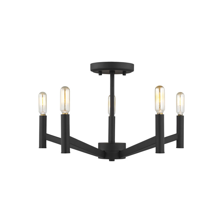 Midnight Black 18" 5-Light Semi-Flush Mount Ceiling Fixture