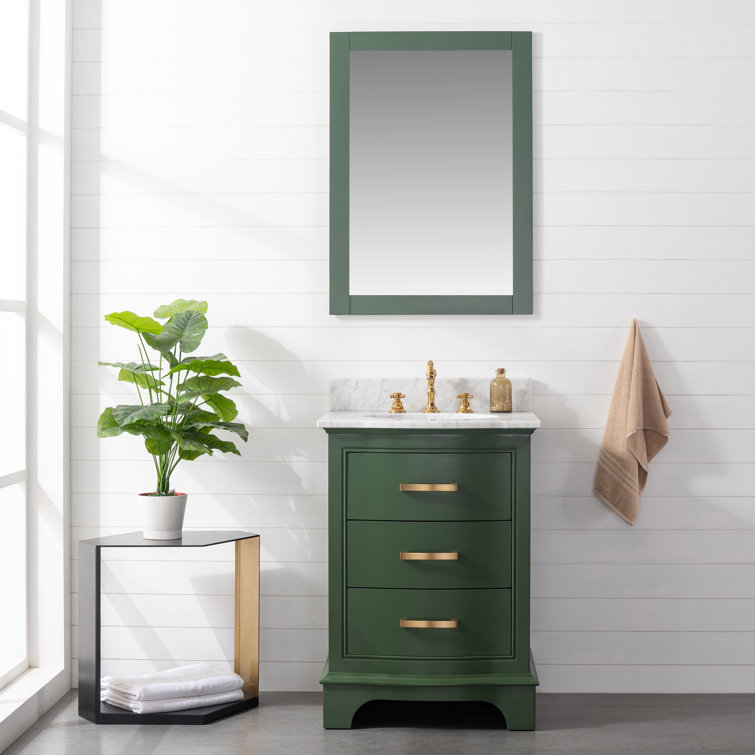 Evergreen Solid Wood Single Vanity with Marble Top