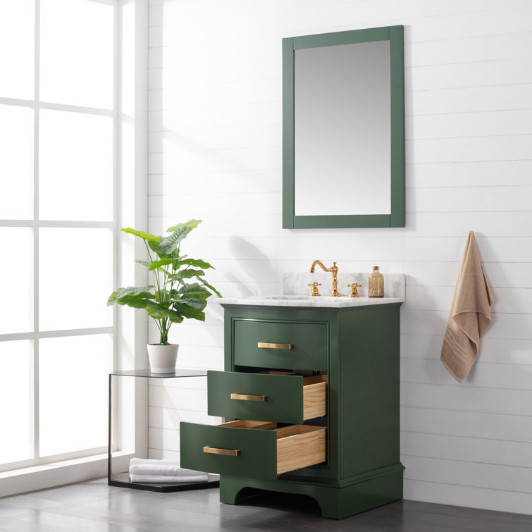 Evergreen Solid Wood Single Vanity with Marble Top
