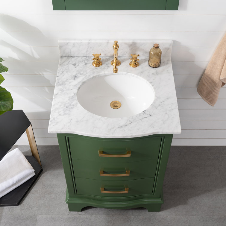 Evergreen Solid Wood Single Vanity with Marble Top