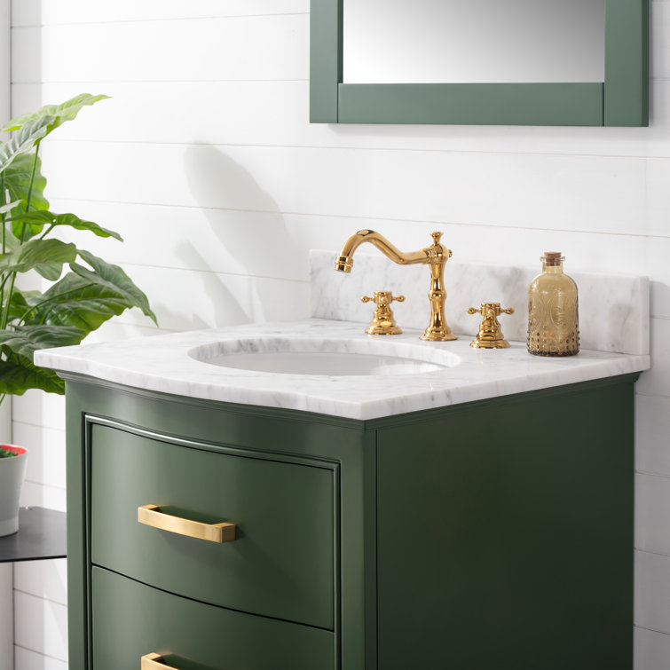 Evergreen Solid Wood Single Vanity with Marble Top
