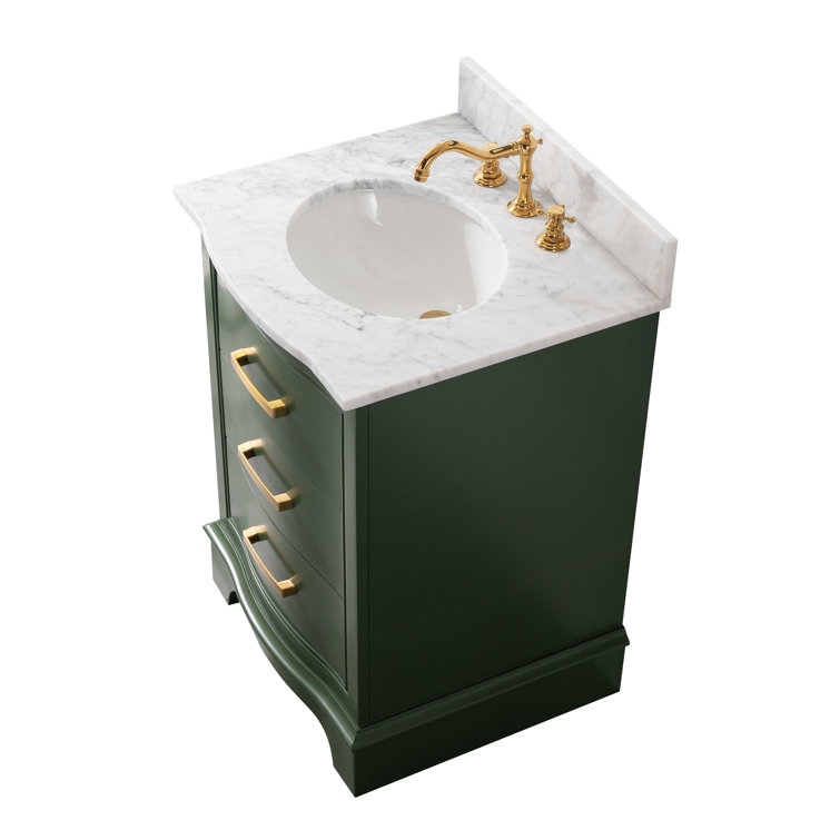 Evergreen Solid Wood Single Vanity with Marble Top