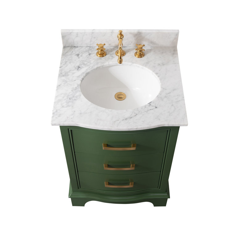 Evergreen Solid Wood Single Vanity with Marble Top