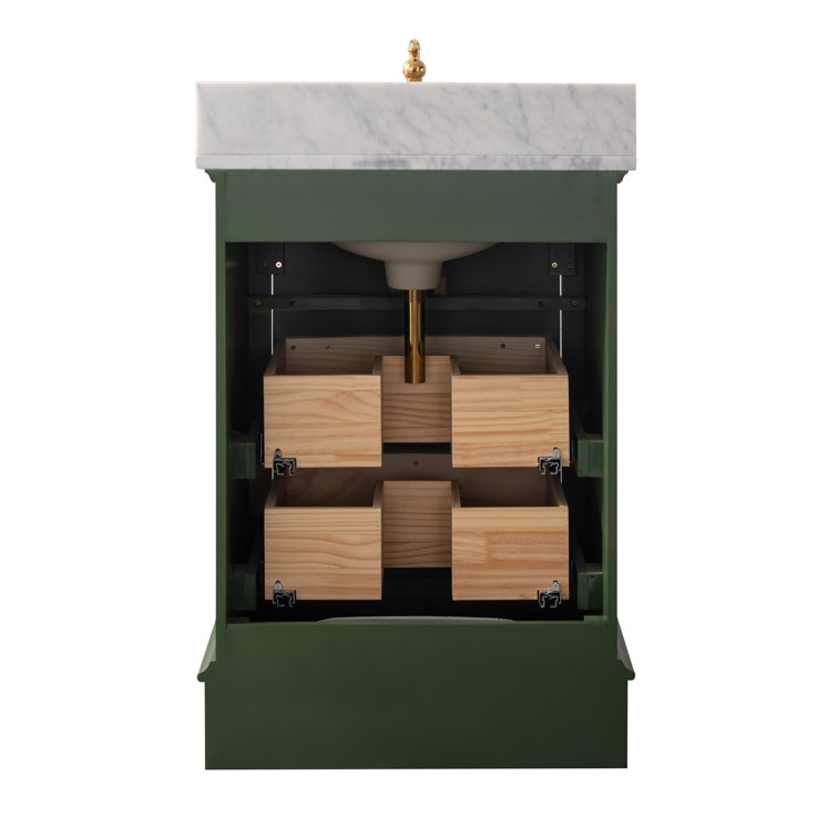 Evergreen Solid Wood Single Vanity with Marble Top