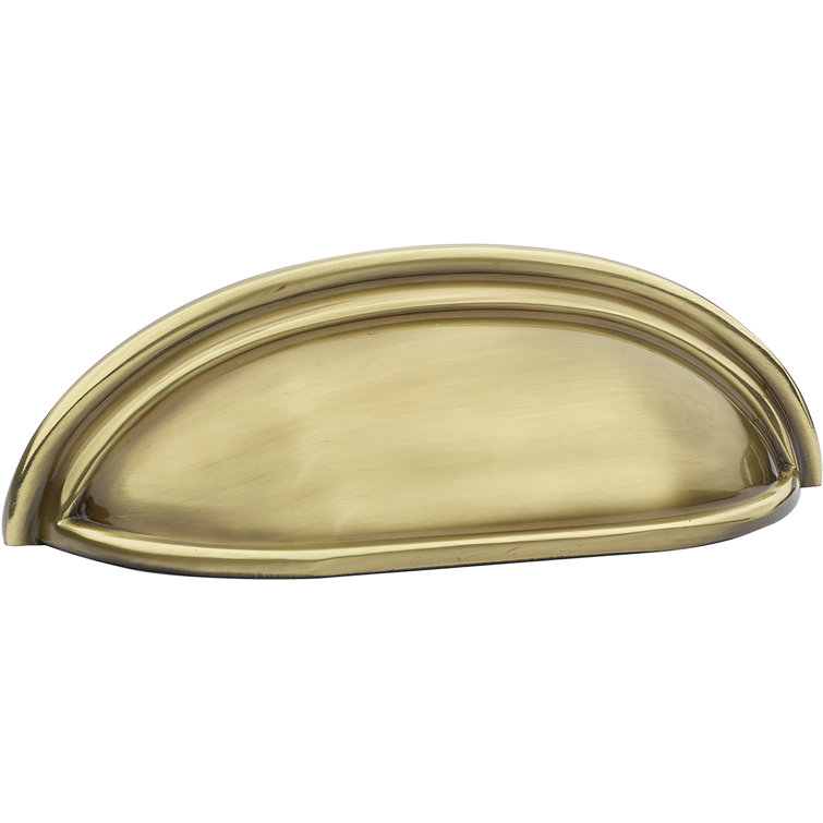 French Antique Brass 3" Traditional Cup Pull with Mounting Hardware
