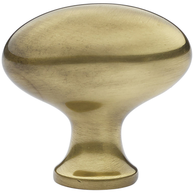 Oval Polished Brass Cabinet Knob with Mounting Hardware