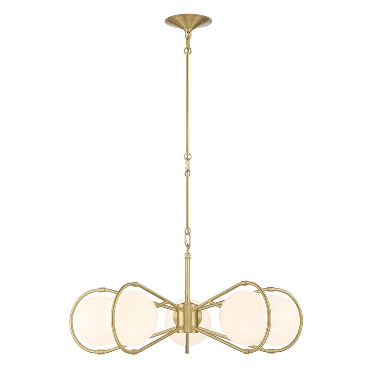 Starburst Brass Geometric Chandelier with Frosted Glass Shades