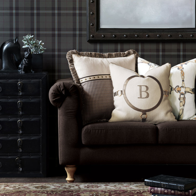 Neutral Bisque and Brown Fringed Square Acrylic Throw Pillow