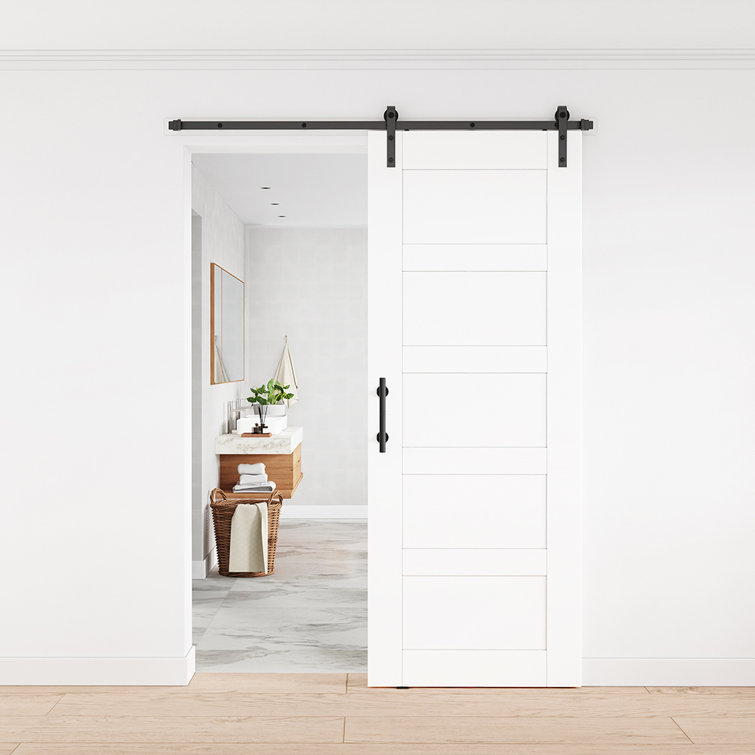Matte Black Steel Indoor Barn Door Handle Set
