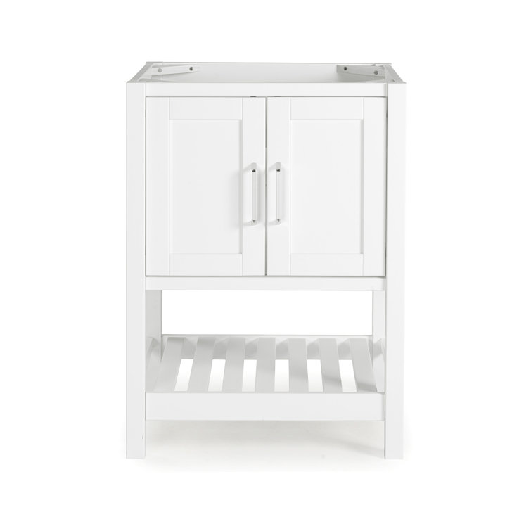 Bennet 24" White Pine Wood Modern Shaker Vanity Cabinet with Open Shelf