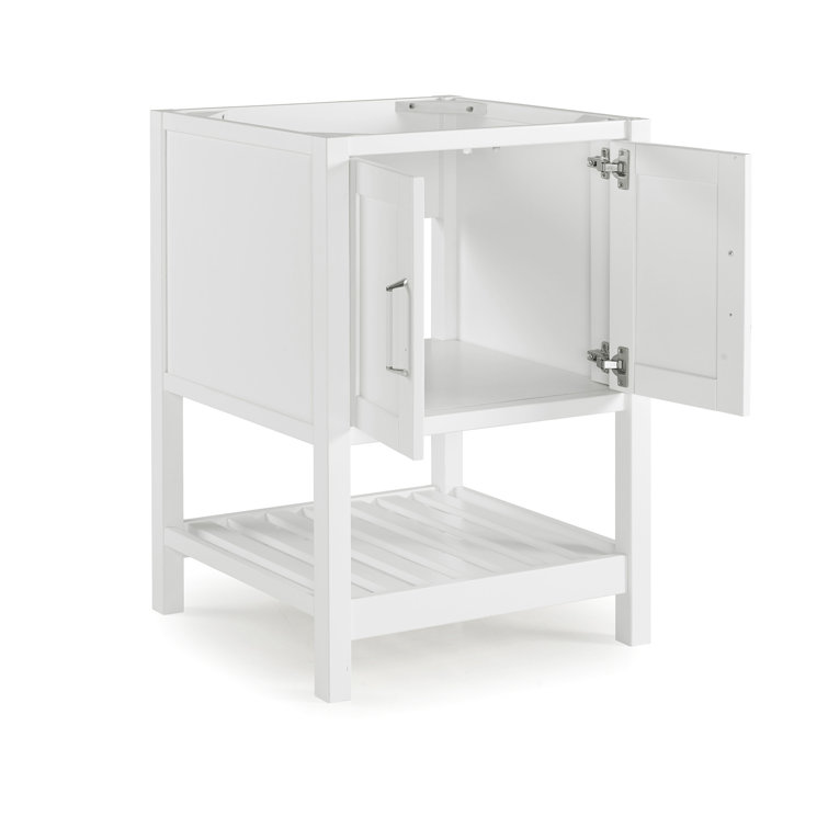 Bennet 24" White Pine Wood Modern Shaker Vanity Cabinet with Open Shelf