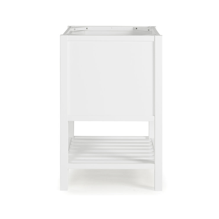 Bennet 24" White Pine Wood Modern Shaker Vanity Cabinet with Open Shelf