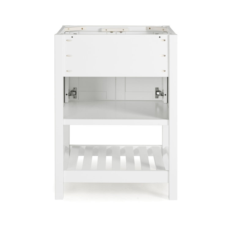 Bennet 24" White Pine Wood Modern Shaker Vanity Cabinet with Open Shelf