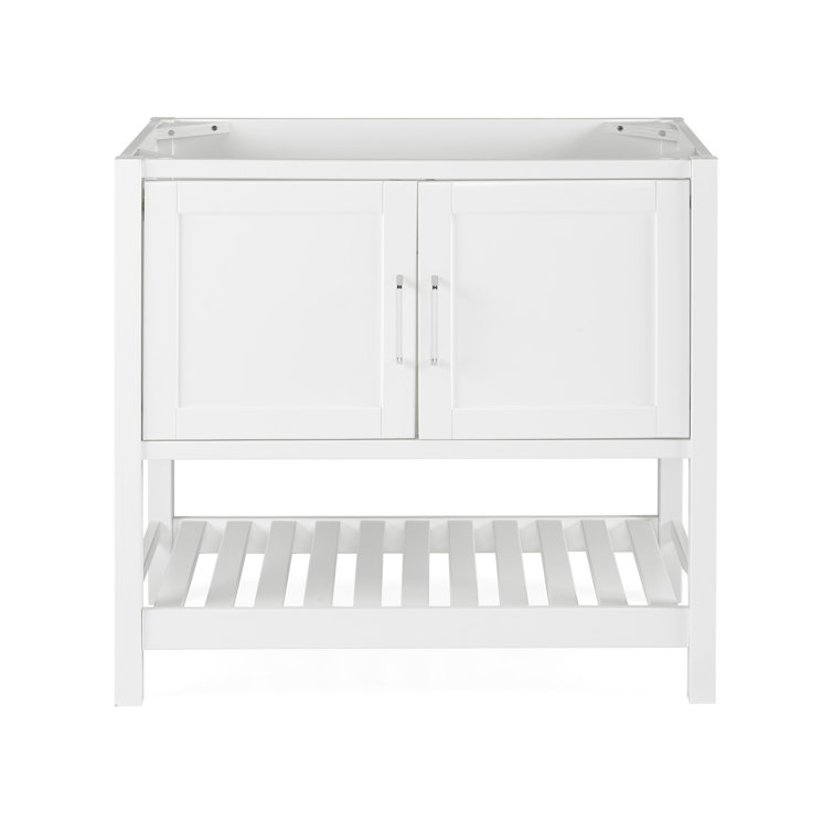 Bennet 36" White Pine Freestanding Vanity Cabinet with Shelf