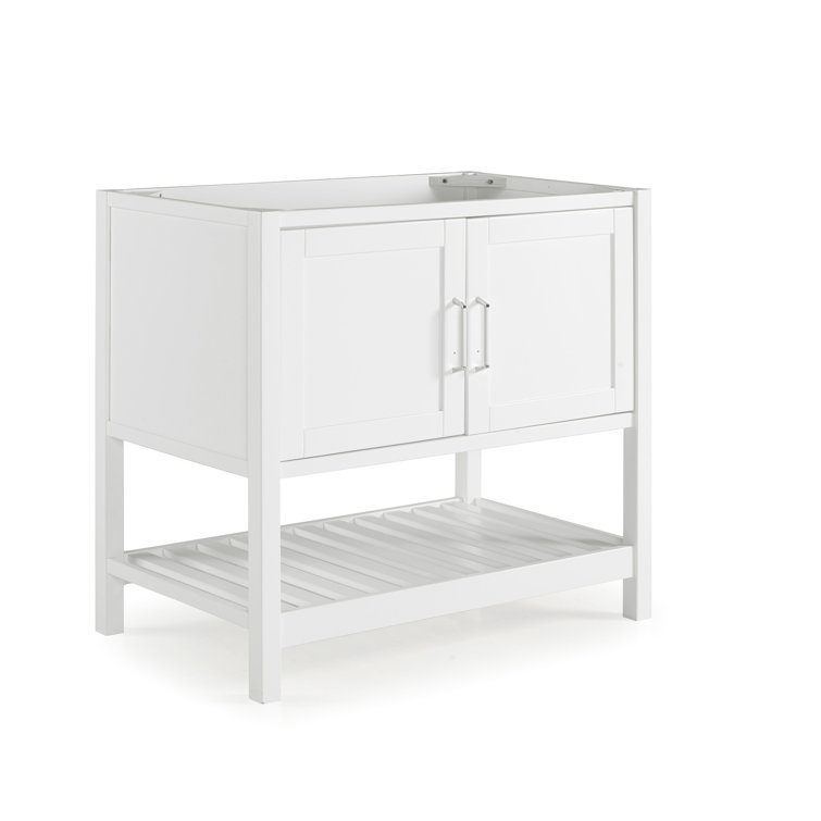 Bennet 36" White Pine Freestanding Vanity Cabinet with Shelf