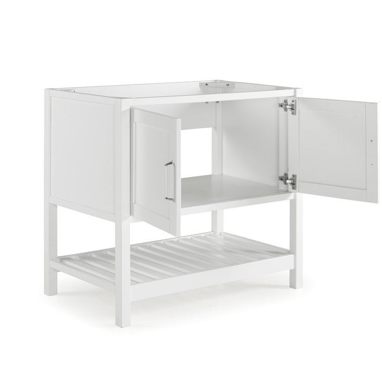 Bennet 36" White Pine Freestanding Vanity Cabinet with Shelf