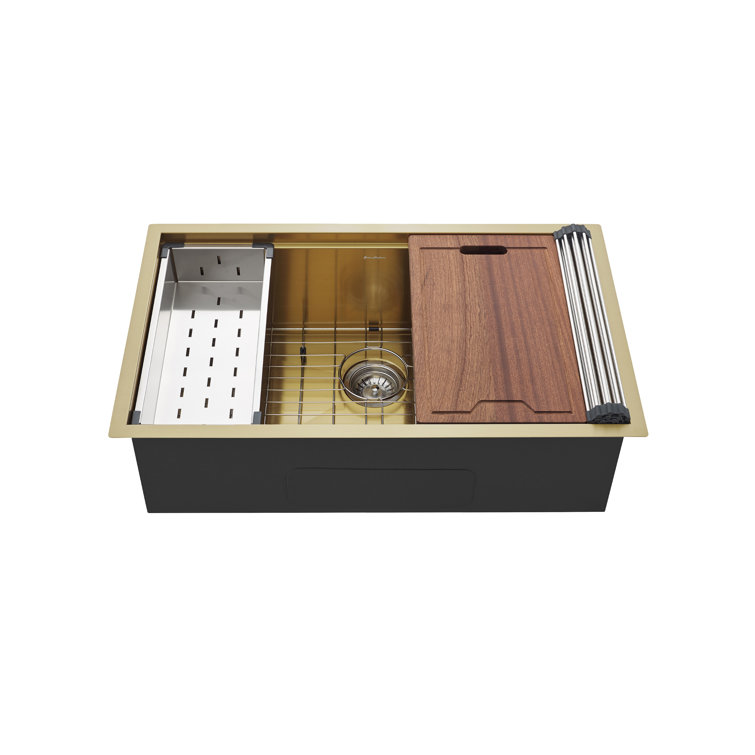 Tourner 32" Gold Stainless Steel Single Basin Farmhouse Sink