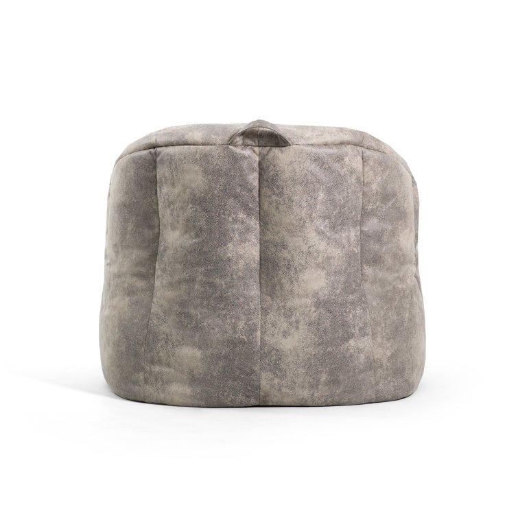Cement Gray Large Faux Leather Bean Bag Chair with Removable Cover