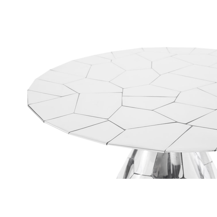 Contemporary Crazy Cut 56" Round Silver Dining Table