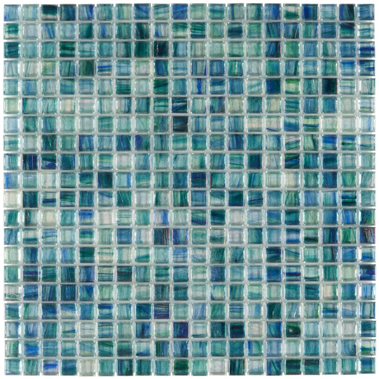 Zephyr Green Polished Glass Mosaic Tile for Walls and Floors