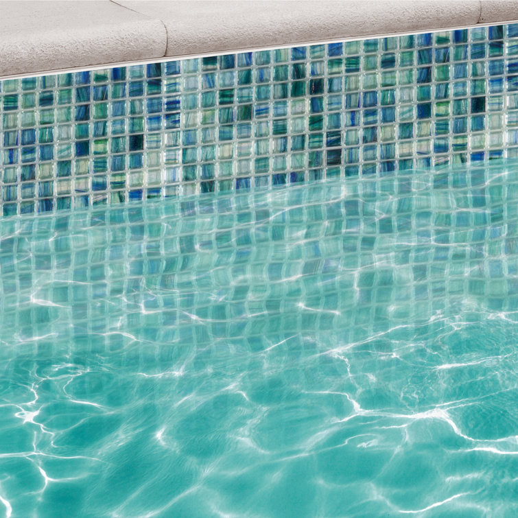 Zephyr Green Polished Glass Mosaic Tile for Walls and Floors