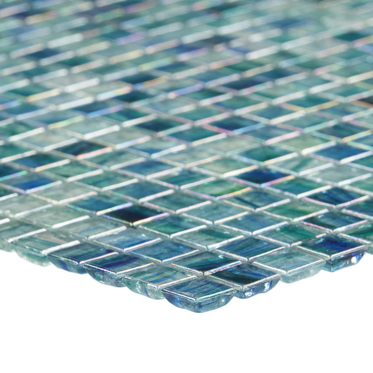 Zephyr Green Polished Glass Mosaic Tile for Walls and Floors