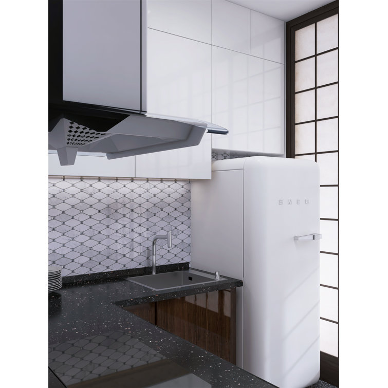 White Carrara Diamond and Dot Marble Mosaic Wall Tile