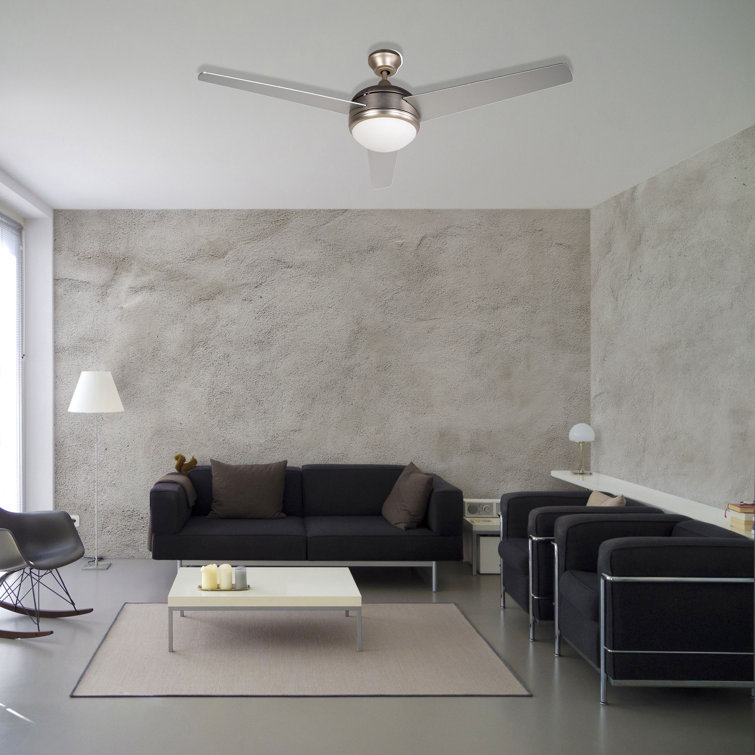 52-Inch Brushed Nickel Ceiling Fan with Light and Remote