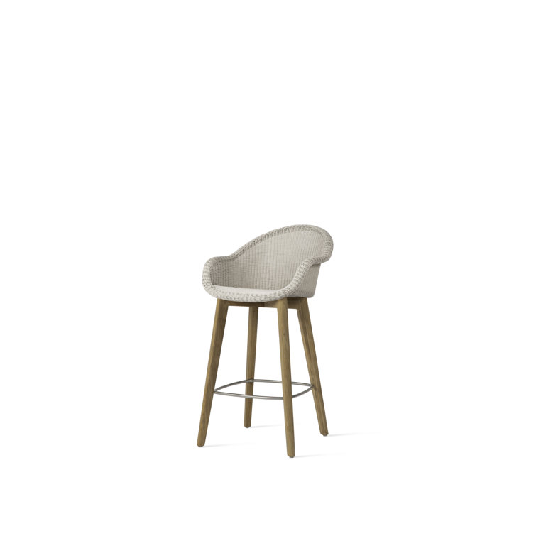 Old Lace Wicker and Teak Low-Back Dining Chair with Footrest