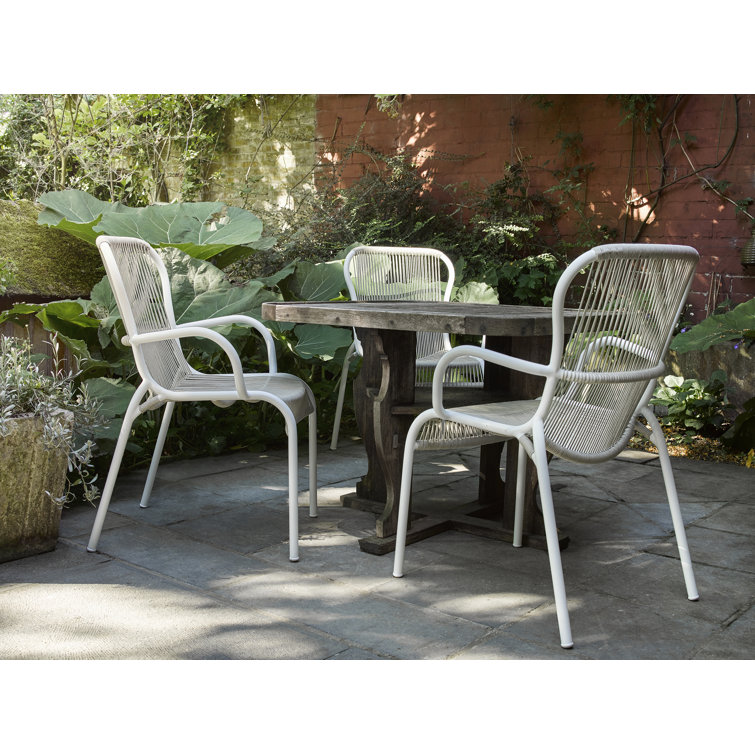 Alsop Modern Beige & Stone White Aluminum Outdoor Dining Chair