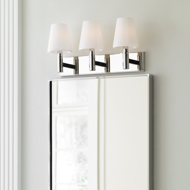 Polished Nickel 3-Light Vanity with Milk White Glass Shades